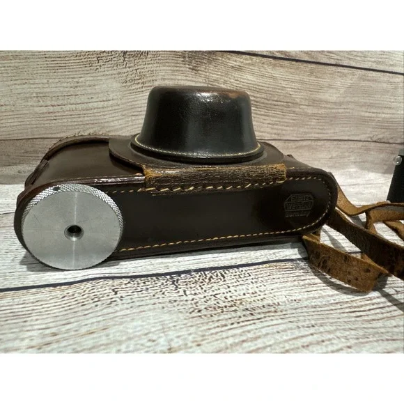 Vintage Brown Leather Film Camera Case with Strap Germany for Leica